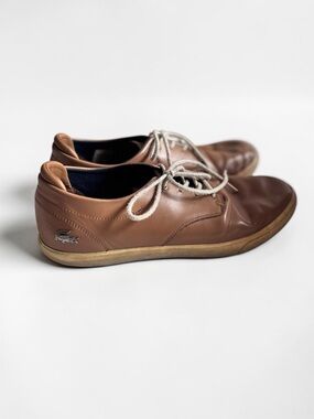 Lacoste Leather Sneakers Brown Casual Shoes Men Size 12 Italy